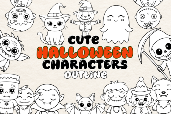 Download Cute Halloween Characters Outline - Cute Collection