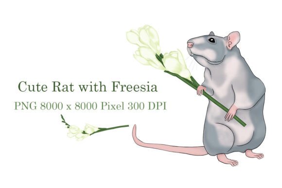 Download Cute Rat with Freesia - Cute Collection