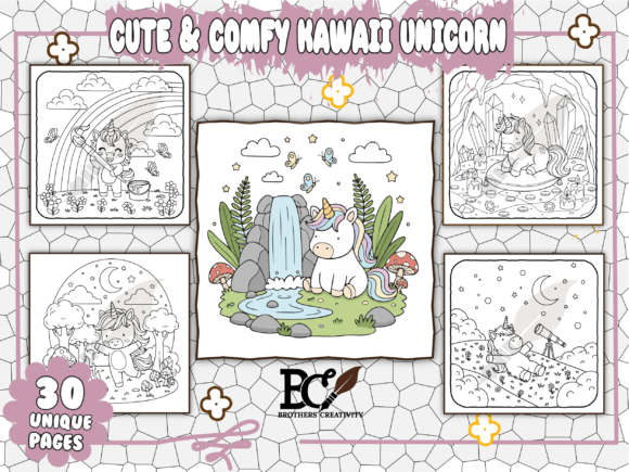 Download Cute &amp; Comfy Kawa Unicorn Coloring Pages - Cute Collection