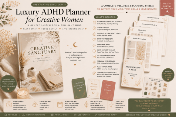 Download Luxury ADHD Wellness Planner Bundle - Premium Bundle