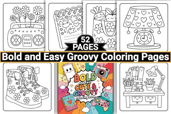 Download Cute &amp; Groovy Bold Easy Coloring Pages - Cute Collection