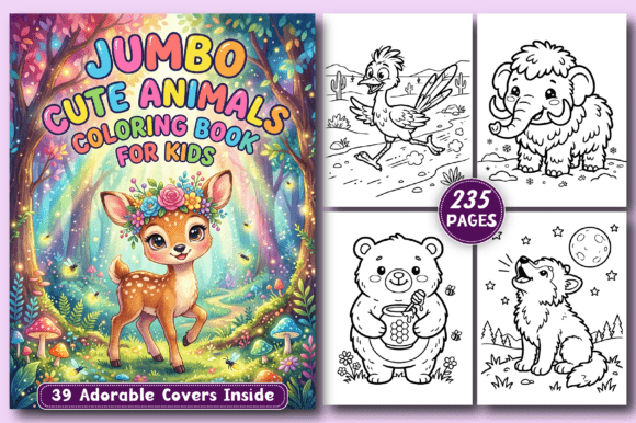 Download Jumbo Cute Animals KIDS Coloring Book - Cute Collection