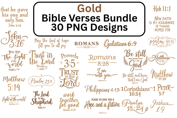 Download Gold Bible Verse Bundle 30 PNG Designs - Bible Collection