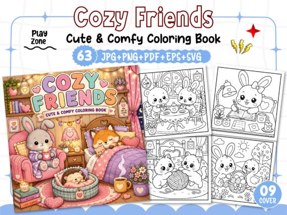 Download Cozy Friends Cute &amp; Comfy Coloring Book - Cute Collection