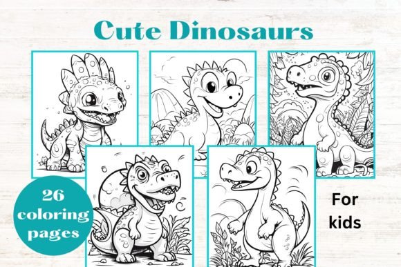 Download CUTE DINOSAURS Kids Coloring Book Pages - Cute Collection