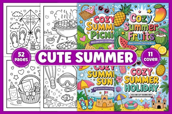 Download Cute Summer Bold and Easy Coloring Book - Cute Collection